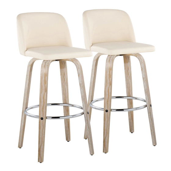 Toriano - 30" Fixed-Height Barstool (Set of 2) - Light Brown & Chrome Base