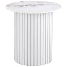  Rowena - Round Sintered Stone End Table - White Faux Marble