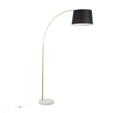  March - Floor Lamp - White Marble And Antique Brass With Black Linen Shade Metal