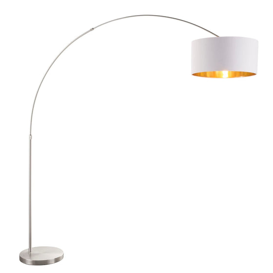 Salon - Floor Lamp - Satin Nickel Base And White Shade - Gold Accent