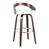 Grotto - Barstool With Swivel - Cherry With White Faux Leather (Set of 2)