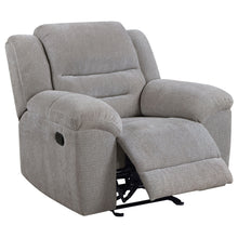  Gilson - Chenille Upholstered Reclining Glider Recliner - Gray