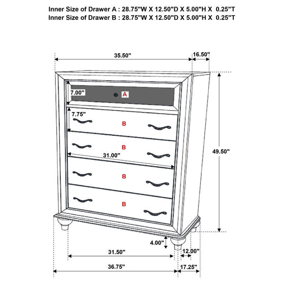 Barzini - 5-Drawer Bedroom Chest