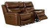 Ceretti - Power Reclining Console Loveseat - Brown Top Grain Italian Leather Match