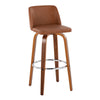 Toriano - 30" Fixed-Height Barstool (Set of 2) - Walnut & Chrome Base