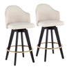 Ahoy - Fixed-Height Counter Stool - Wood Legs And Round Metal Footrest With Fabric Seat (Set of 2)