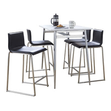  Marcel - Mara Upholstered Counter Height Dining Set - Chrome Metal With White Wood Tabletop