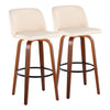 Toriano - 30" Faux Leather Fixed-height Barstool (Set of 2) - Beige