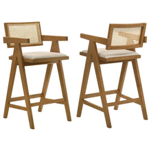  Kane - Woven Rattan Wood Bar Chair (Set of 2) - Light Walnut