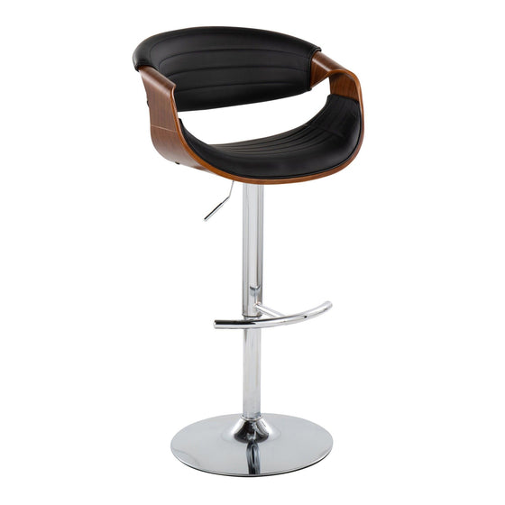 Symphony - Adjustable Barstool (Set of 2) - Chrome Base & Walnut Backrest