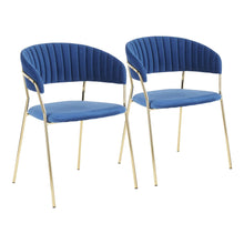  Tania - Chair - Gold Metal With Blue Velvet (Set of 2)