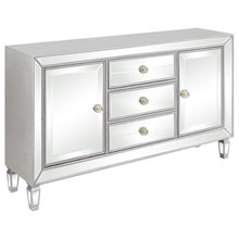  Leticia 3-Drawer Mirrored Storage Accent Cabinet - Silver