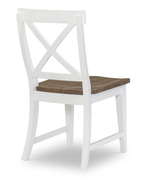 Hidden Canyon - X Back Side Chair - Dark Oak / Natural White