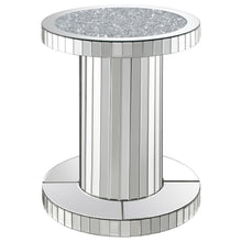  Dorielle - Round Mirrored Acrylic Crystal Side Table - Silver