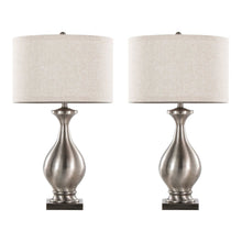  Pin - 28" Metal Table Lamp - Brushed Coal Metal And White Linen Shade From Grandview Gallery (Set of 2)