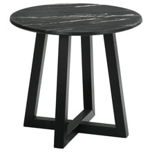  Skylark - Round Marble-Like Smart Top Side End Table - Black