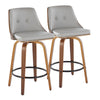 Gianna - 26" Fixed-height Counter Stool (Set of 2) - Gray And Walnut