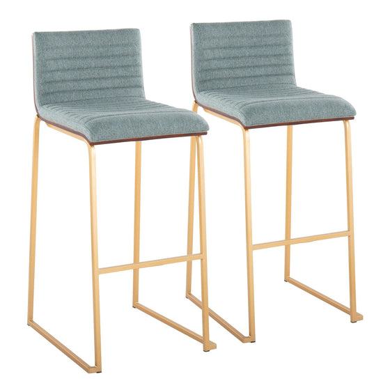 Mason Mara - 30" Fixed-Height Barstool (Set of 2) - Gold Legs