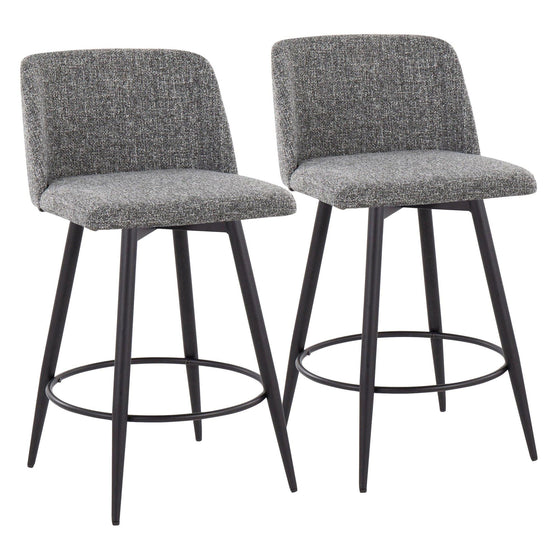 Toriano - 26" Fixed-Height Faux Leather Counter Stool (Set of 2) - Black Round Base