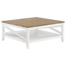  Hollis - Square Wood Coffee Table With Shelf - Brown And White