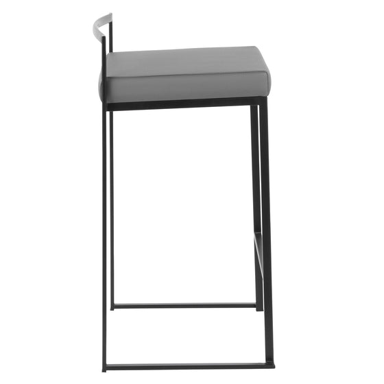 Fuji - Stackable Counter Stool With Cushion - Black Metal