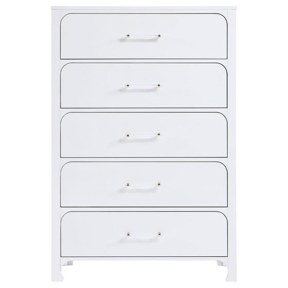 Anastasia - 5-Drawer Bedroom Chest - Pearl White