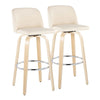 Toriano - 30" Fixed-Height Barstool (Set of 2) - Natural & Chrome Base