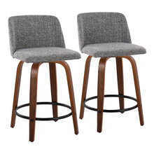  Toriano - 24" Fixed-height Counter Stool (Set of 2) - Walnut And Gray Noise