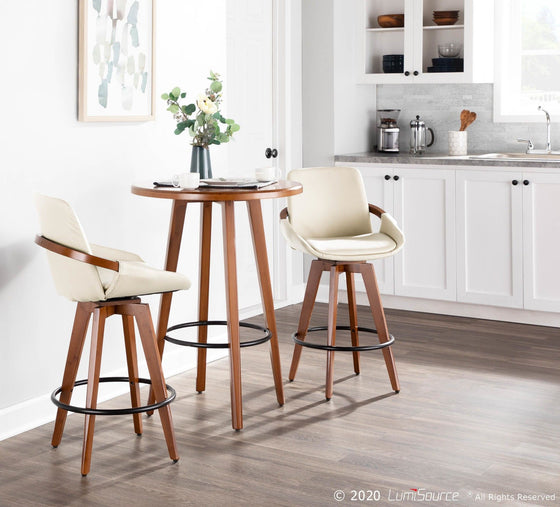 Corazza - Counter Stool - Walnut Wood And Light Gray Fabric