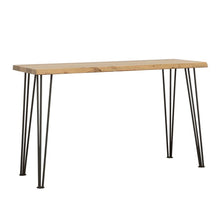  Zander - Solid Wood Top Console Table - Natural And Matte Black