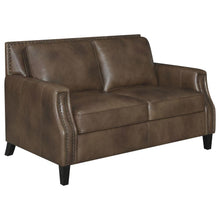  Leaton - Upholstered Recessed Arm Loveseat - Brown Sugar