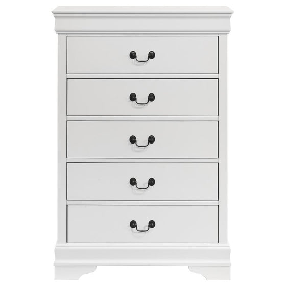 Louis Philippe - 5-Drawer Bedroom Chest - White