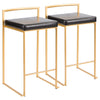 Fuji - Glam Counter Stool - Gold With Black Faux Leather (Set of 2)