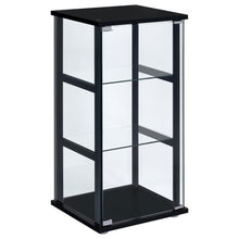  Cyclamen - 3-Shelf Clear Glass Curio Display Cabinet - Black