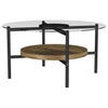 Delfin - Round Glass Top Coffee Table - Black And Brown