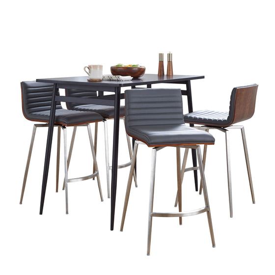 Marcel - Mara Upholstered Counter Height Dining Set - Chrome Metal With White Wood Tabletop