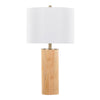 Cylinder - Ash 27" Wood Table Lamp - Ash Wood, Antique Brass, And White Linen