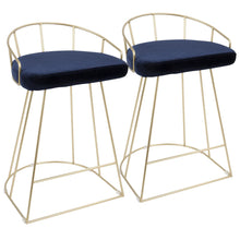  Canary - Glam Counter Stool - Gold With Blue Velvet (Set of 2)