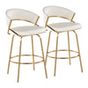 Jie - Fixed-Height Counter Stool With Swivel - Gold Metal (Set of 2)