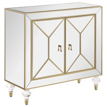  Lupin - 2-Door Mirrored Storage Accent Cabinet - Champagne