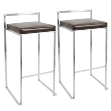  Fuji - Stackable Barstool - Brown Faux Leather (Set of 2)