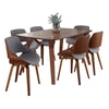 Folia - Bacci - Dining Set - Walnut Wood And Cream Fabric (Set of 5)