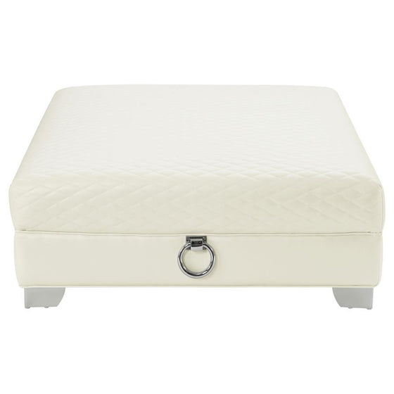 Chaviano - Square Upholstered Ottoman - Pearl White