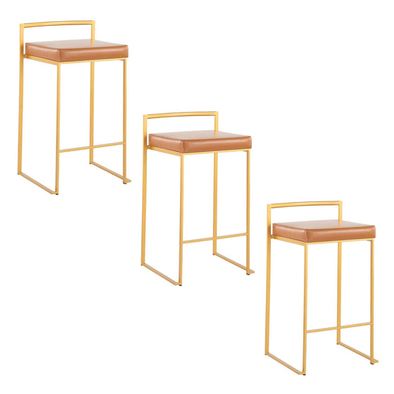 Fuji - Counter Stool With Cushion - Gold Legs