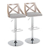 Charlotte - Adjustable Barstool (Set of 2) - Light Gray Back, Chrome Base