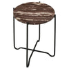 Latifa - Round Marble Top Accent Side Table - Red And Black