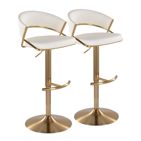 Jie - Adjustable Barstool With Swivel - Gold Metal (Set of 2)