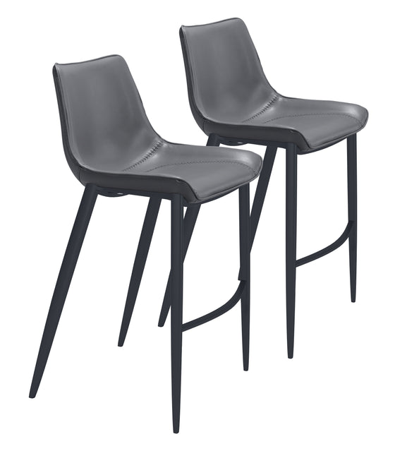 Magnus - Bar Chair (Set of 2) - Dark Gray / Black