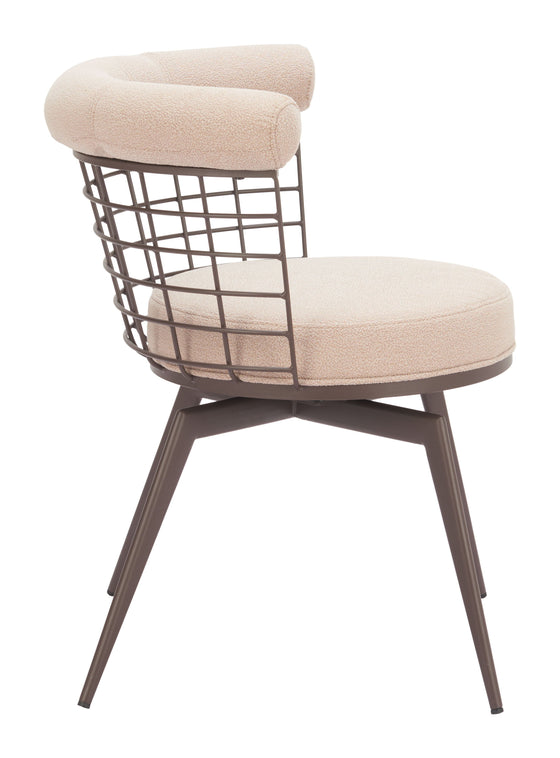 Saku - Swivel Dining Chair - Beige & Brown