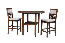  Gia - 3 Piece Dining Set (Counter Drop Leaf Table & 2 Chairs) - Cherry - Fabric